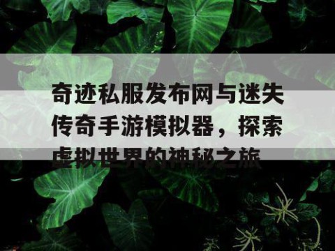 奇迹私服发布网与迷失传奇手游模拟器，探索虚拟世界的神秘之旅