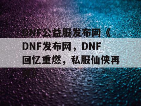 DNF公益服发布网《DNF发布网，DNF回忆重燃，私服仙侠再现》