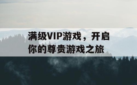 满级VIP游戏，开启你的尊贵游戏之旅