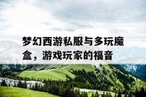 梦幻西游私服与多玩魔盒，游戏玩家的福音