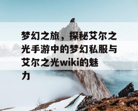 梦幻之旅，探秘艾尔之光手游中的梦幻私服与艾尔之光wiki的魅力