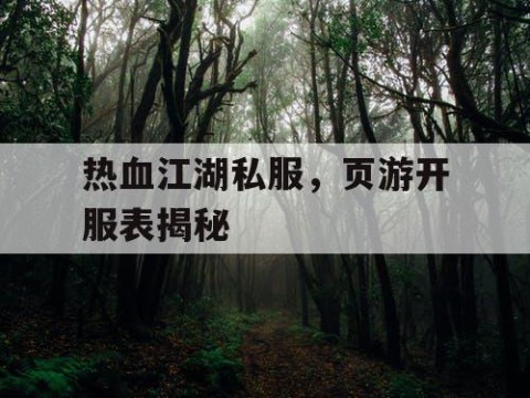 热血江湖私服，页游开服表揭秘
