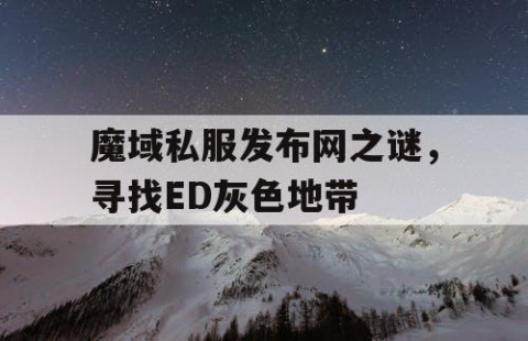 魔域私服发布网之谜，寻找ED灰色地带