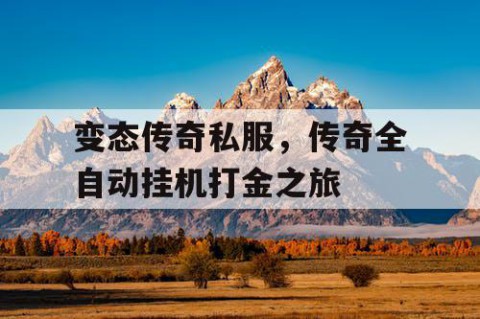 变态传奇私服，传奇全自动挂机打金之旅