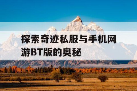 探索奇迹私服与手机网游BT版的奥秘