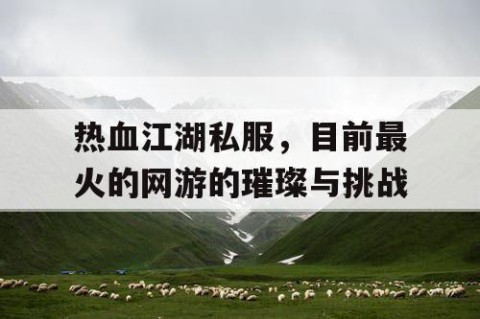 热血江湖私服，目前最火的网游的璀璨与挑战