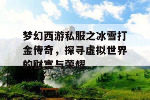 梦幻西游私服之冰雪打金传奇，探寻虚拟世界的财富与荣耀