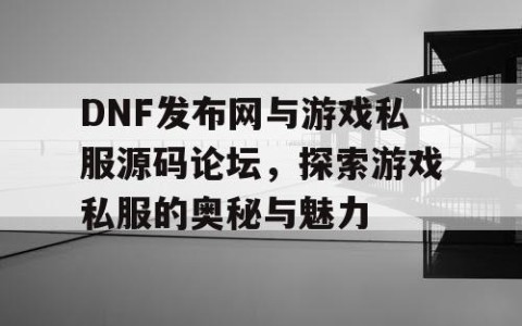 DNF发布网与游戏私服源码论坛，探索游戏私服的奥秘与魅力