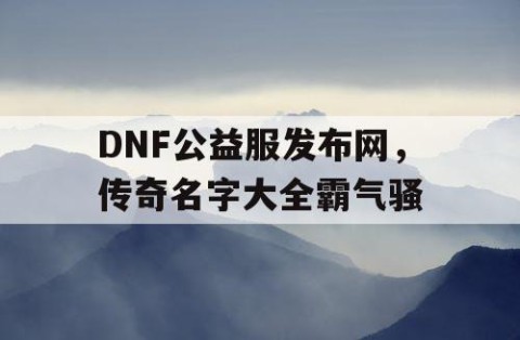 DNF公益服发布网，传奇名字大全霸气骚