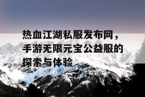 热血江湖私服发布网，手游无限元宝公益服的探索与体验