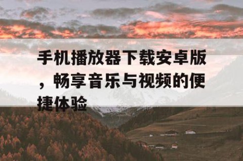 手机播放器下载安卓版，畅享音乐与视频的便捷体验