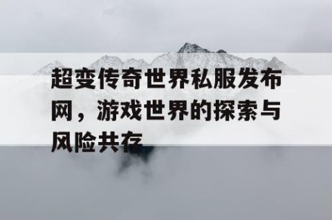 超变传奇世界私服发布网，游戏世界的探索与风险共存