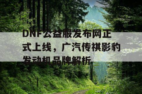 DNF公益服发布网正式上线，广汽传祺影豹发动机品牌解析