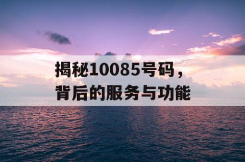 揭秘10085号码，背后的服务与功能