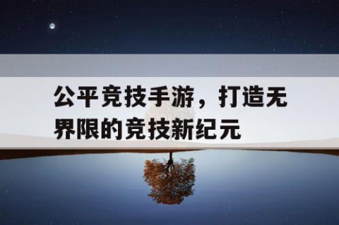 公平竞技手游，打造无界限的竞技新纪元