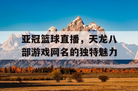 亚冠篮球直播,天龙八部游戏网名的独特魅力