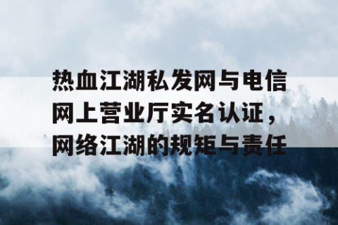 热血江湖私发网与电信网上营业厅实名认证，网络江湖的规矩与责任