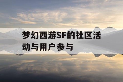 梦幻西游SF的社区活动与用户参与