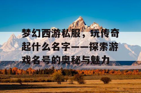 梦幻西游私服，玩传奇起什么名字——探索游戏名号的奥秘与魅力