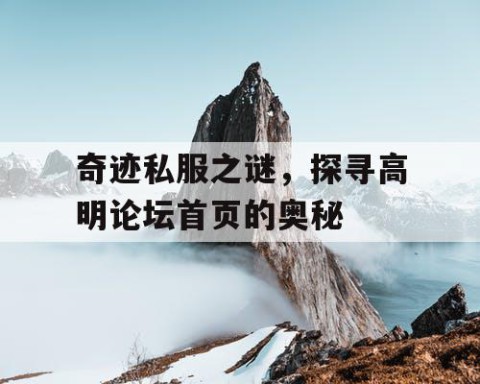 奇迹私服之谜，探寻高明论坛首页的奥秘