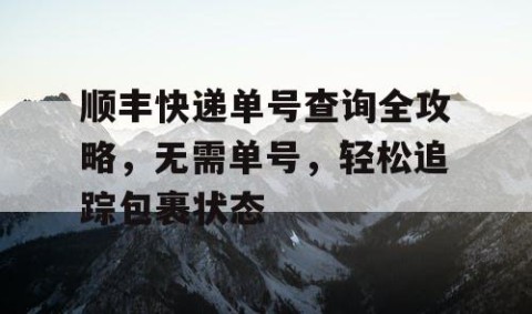 顺丰快递单号查询全攻略，无需单号，轻松追踪包裹状态