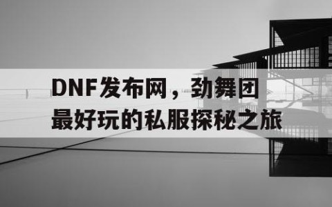 DNF发布网，劲舞团最好玩的私服探秘之旅