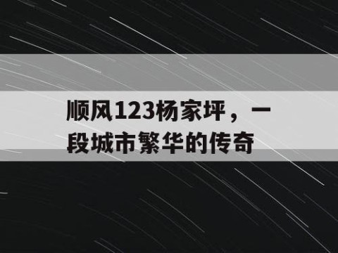 顺风123杨家坪，一段城市繁华的传奇