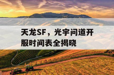 天龙SF，光宇问道开服时间表全揭晓