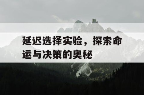 延迟选择实验，探索命运与决策的奥秘