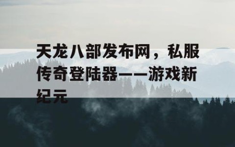 天龙八部发布网，私服传奇登陆器——游戏新纪元