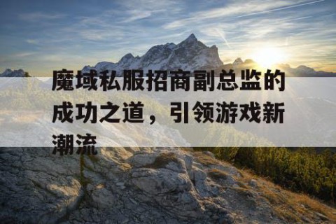 魔域私服招商副总监的成功之道，引领游戏新潮流