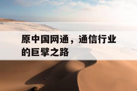 原中国网通，通信行业的巨擘之路