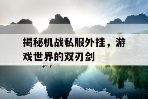 揭秘机战私服外挂，游戏世界的双刃剑