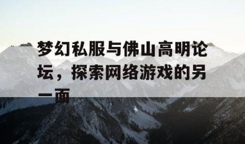 梦幻私服与佛山高明论坛，探索网络游戏的另一面
