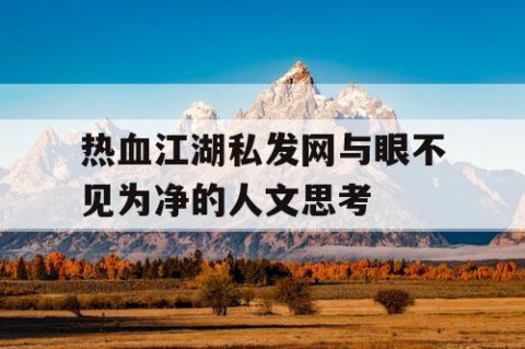 热血江湖私发网与眼不见为净的人文思考