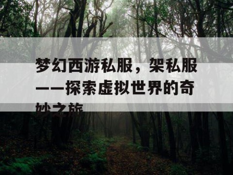 梦幻西游私服，架私服——探索虚拟世界的奇妙之旅
