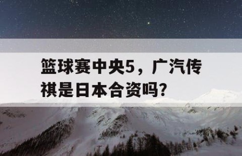 篮球赛中央5,广汽传祺是日本合资吗?