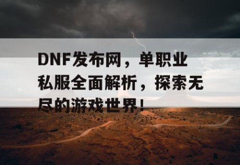 DNF发布网，单职业私服全面解析，探索无尽的游戏世界！