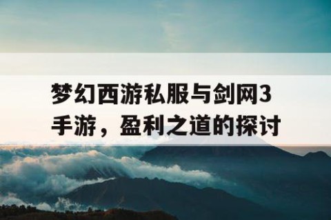 梦幻西游私服与剑网3手游，盈利之道的探讨