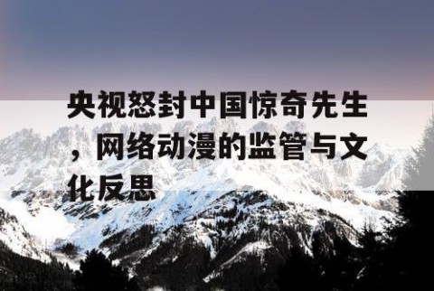 央视怒封中国惊奇先生，网络动漫的监管与文化反思