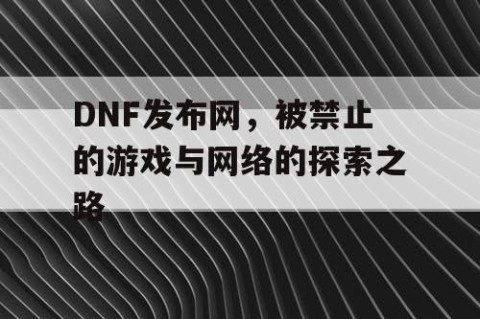DNF发布网，被禁止的游戏与网络的探索之路