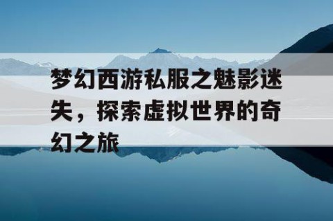 梦幻西游私服之魅影迷失，探索虚拟世界的奇幻之旅