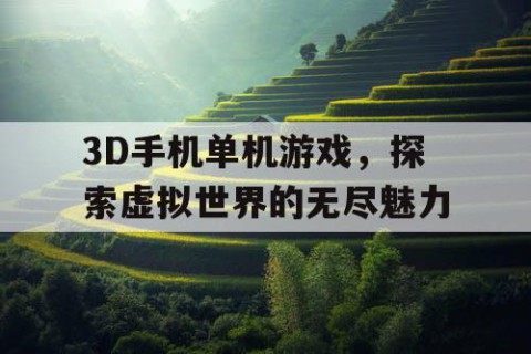 3D手机单机游戏，探索虚拟世界的无尽魅力