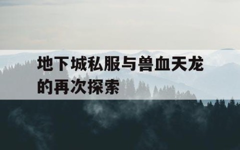 地下城私服与兽血天龙的再次探索