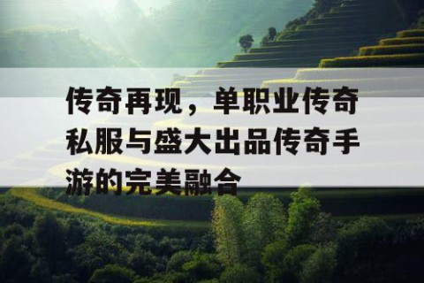 传奇再现，单职业传奇私服与盛大出品传奇手游的完美融合
