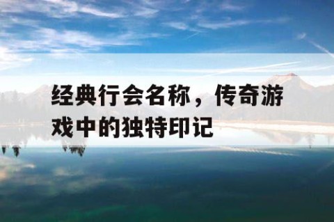 经典行会名称，传奇游戏中的独特印记