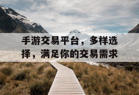 手游交易平台，多样选择，满足你的交易需求