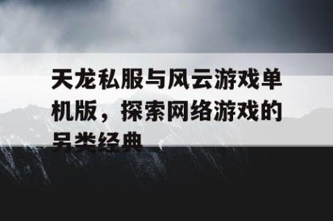 天龙私服与风云游戏单机版，探索网络游戏的另类经典