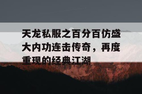 天龙私服之百分百仿盛大内功连击传奇，再度重现的经典江湖