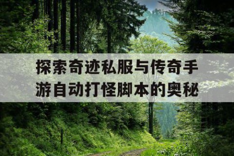 探索奇迹私服与传奇手游自动打怪脚本的奥秘